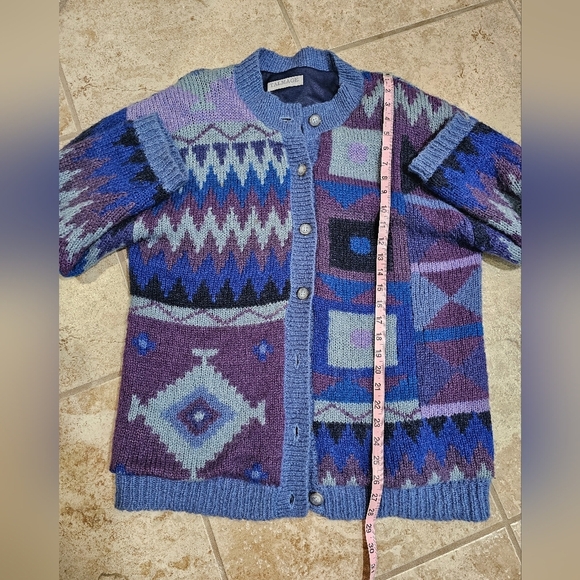 Vintage Talmage Women Button Up Lined Cardigan Sweater X-Large Purple Ski Preppy - Picture 7 of 7